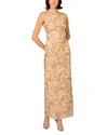 Aidan Mattox Novelty Mesh Long Dress In Neutral