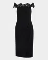 Aidan Mattox Lace Off The Shoulder Crepe Dress