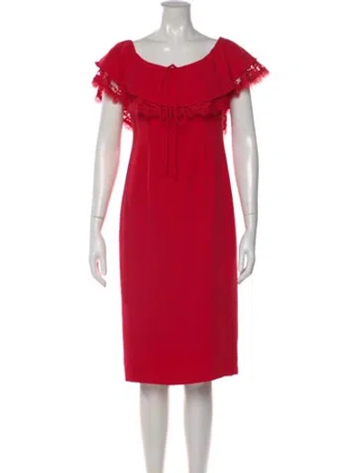 Pre-owned Aidan Mattox Off-the-shoulder Knee-length Dress In Red