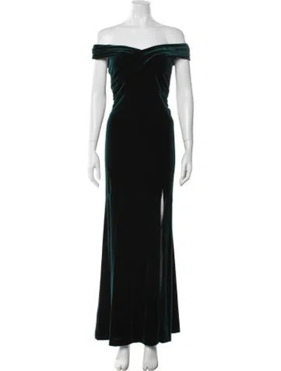 Pre-owned Aidan Mattox Off-the-shoulder Long Dress In Black