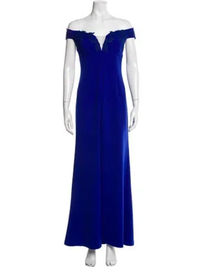 Pre-owned Aidan Mattox Off-the-shoulder Long Dress In Blue