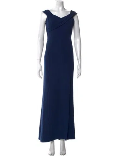 Pre-owned Aidan Mattox Off-the-shoulder Long Dress In Blue