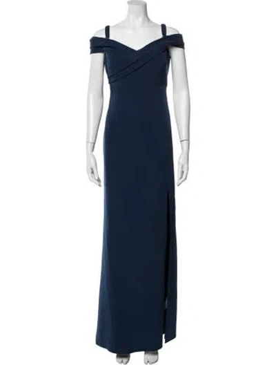 Pre-owned Aidan Mattox Off-the-shoulder Long Dress In Blue