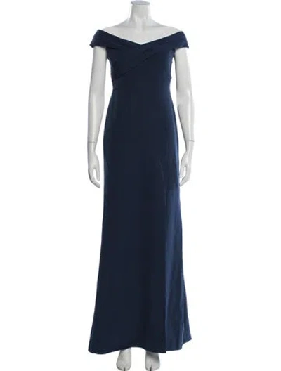 Pre-owned Aidan Mattox Off-the-shoulder Long Dress W/ Tags In Blue