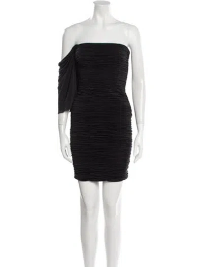 Pre-owned Aidan Mattox Off-the-shoulder Mini Dress In Black