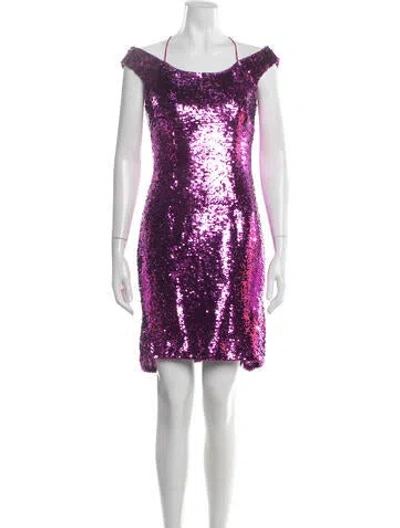 Pre-owned Aidan Mattox Off-the-shoulder Mini Dress In Purple
