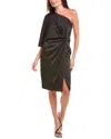 Aidan Mattox One-shoulder Cape Sleeve Sheath Dress In Blue