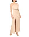 Aidan Mattox One Shoulder Dress In Light Gold