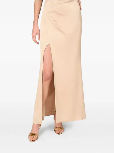 Aidan Mattox One-shoulder Embellished-belt Dress In Neutral