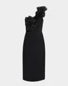 Aidan Mattox By Adrianna Papell Floral Embellished One-shoulder Cocktail Dress In Black