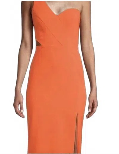 Aidan Mattox One Shoulder Midi Dress In Tiger Lily In Orange
