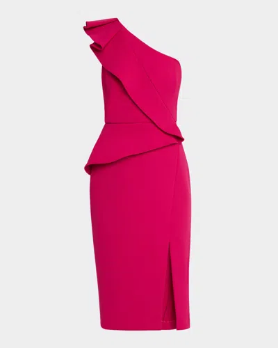 aidan mattox ruffle cocktail midi dress Aidan Mattox Draped High-Low Halter Midi Dress