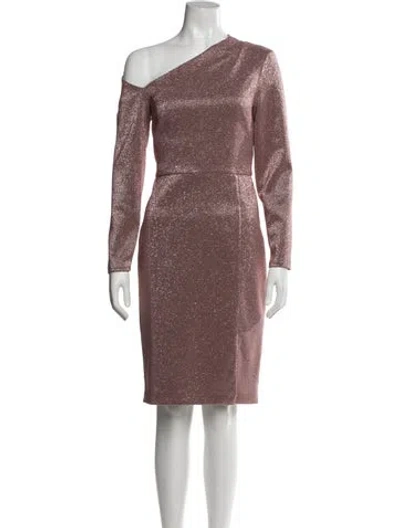 Pre-owned Aidan Mattox One-shoulder Knee-length Dress In Pink