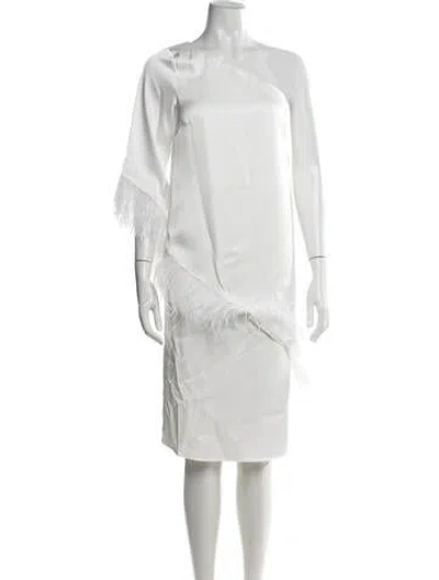 Pre-owned Aidan Mattox One-shoulder Knee-length Dress W/ Tags In Neutral