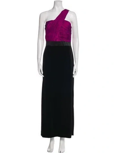 Pre-owned Aidan Mattox One-shoulder Long Dress In Blue