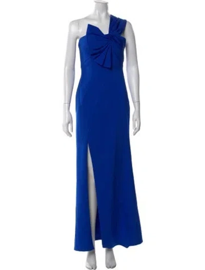 Pre-owned Aidan Mattox One-shoulder Long Dress In Blue
