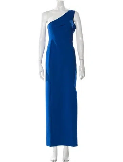 Pre-owned Aidan Mattox One-shoulder Long Dress In Blue