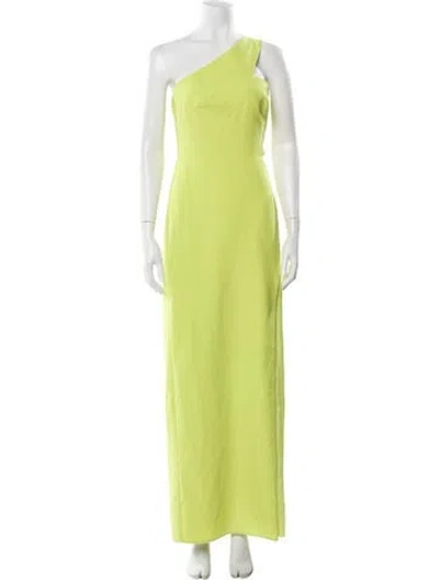 Pre-owned Aidan Mattox One-shoulder Long Dress In Green
