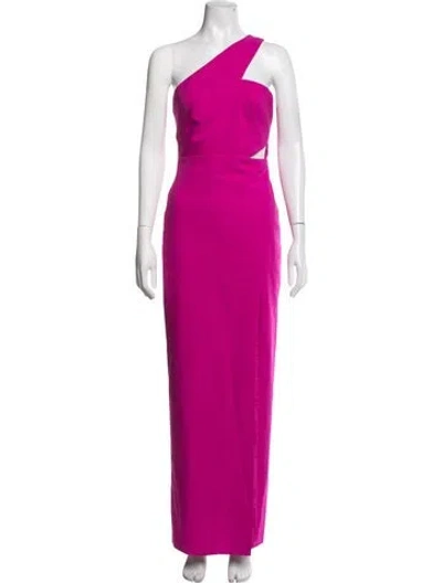 Pre-owned Aidan Mattox One-shoulder Long Dress In Pink