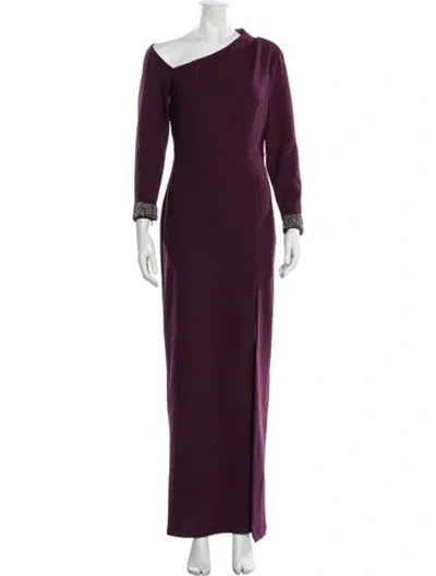 Pre-owned Aidan Mattox One-shoulder Long Dress In Purple