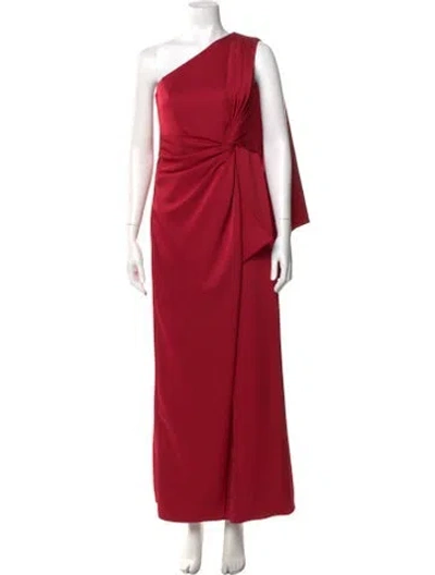 Pre-owned Aidan Mattox One-shoulder Long Dress In Red
