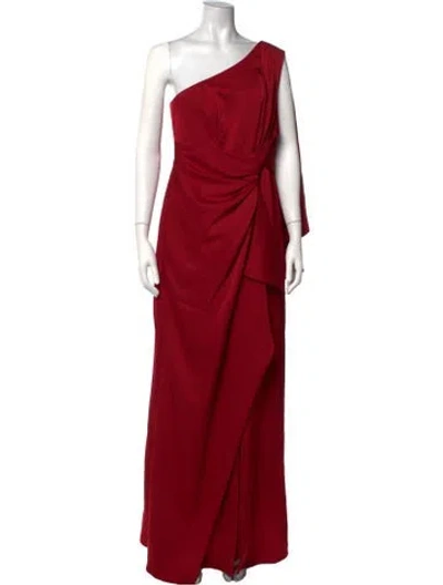 Pre-owned Aidan Mattox One-shoulder Long Dress In Red