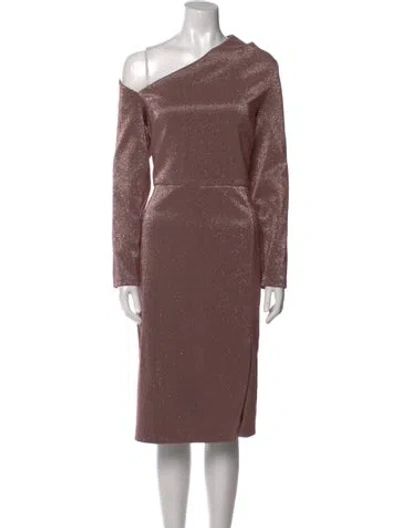 Pre-owned Aidan Mattox One-shoulder Midi Length Dress