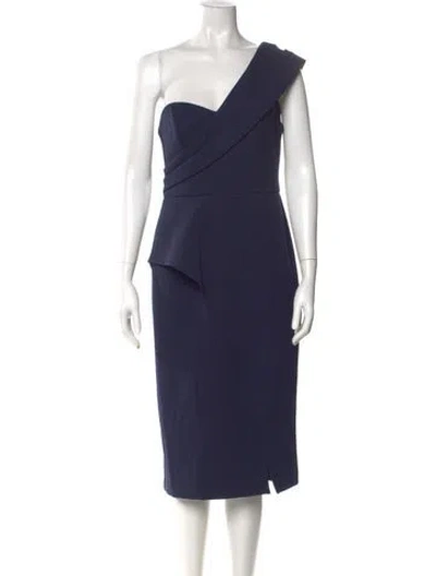 Pre-owned Aidan Mattox One-shoulder Midi Length Dress In Blue