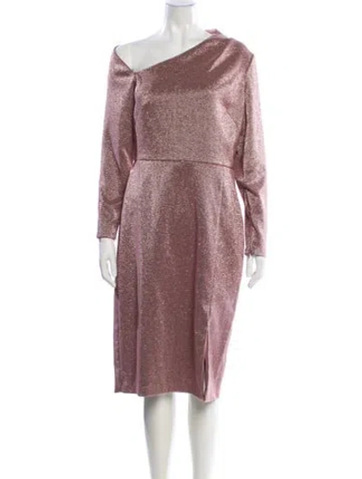 Pre-owned Aidan Mattox One-shoulder Midi Length Dress W/ Tags In Brown