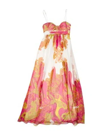 Pre-owned Aidan Mattox Paisley Print Long Dress In Pink