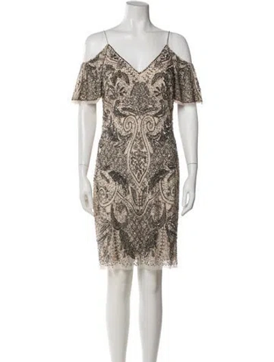 Pre-owned Aidan Mattox Paisley Print Mini Dress