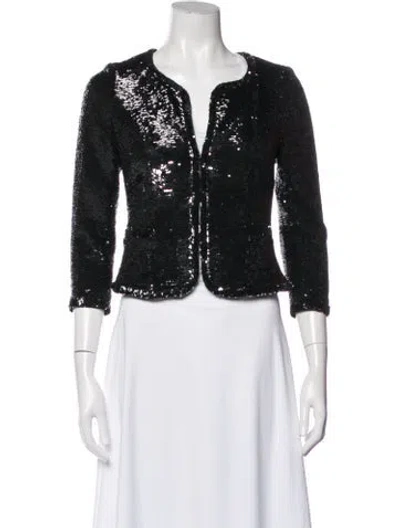 Pre-owned Aidan Mattox Patterned Evening Jacket In Black