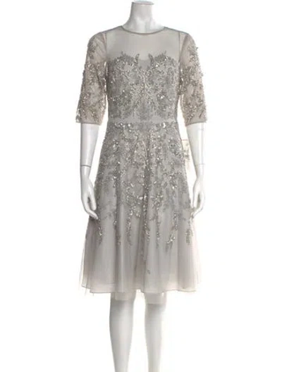 Pre-owned Aidan Mattox Patterned Knee-length Dress W/ Tags In Gray