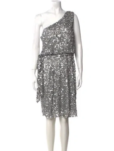 Pre-owned Aidan Mattox Patterned Knee-length Dress W/ Tags In Grey