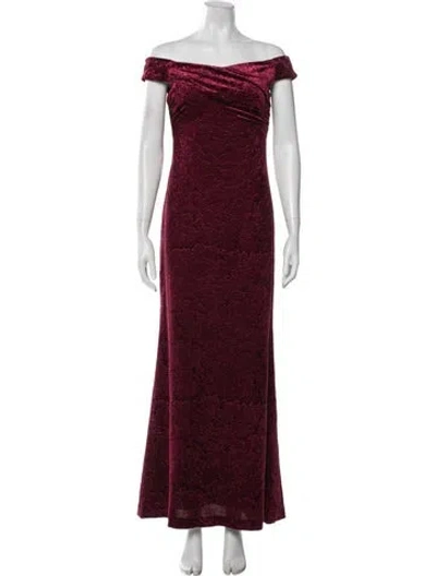 Pre-owned Aidan Mattox Patterned Long Dress In Burgundy