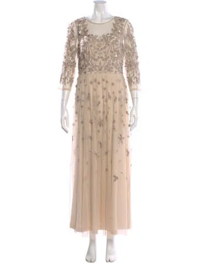Pre-owned Aidan Mattox Patterned Long Dress In Neutral