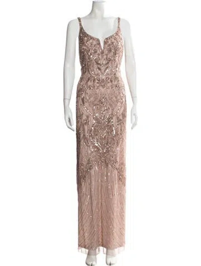 Pre-owned Aidan Mattox Patterned Long Dress In Pink