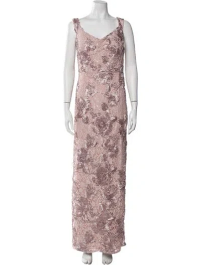 Pre-owned Aidan Mattox Patterned Long Dress W/ Tags In Pink