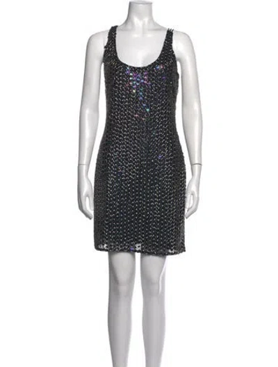 Pre-owned Aidan Mattox Patterned Mini Dress In Black