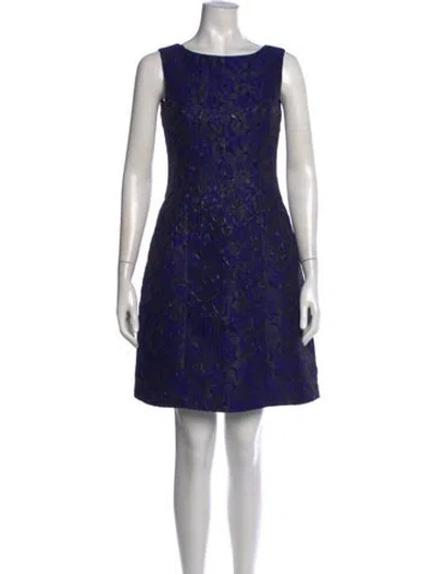 Pre-owned Aidan Mattox Patterned Mini Dress In Blue
