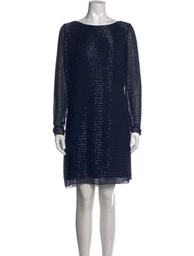 Pre-owned Aidan Mattox Patterned Mini Dress In Blue