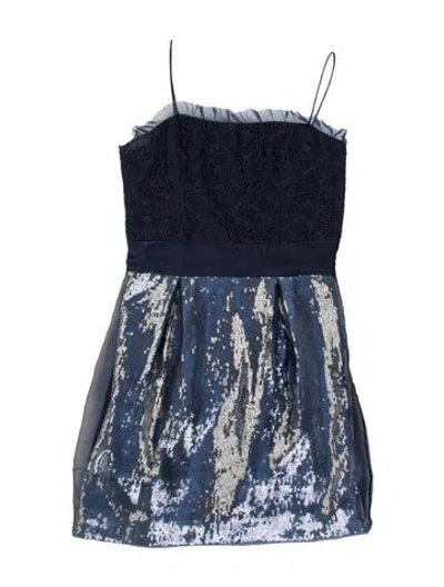 Pre-owned Aidan Mattox Patterned Mini Dress In Blue