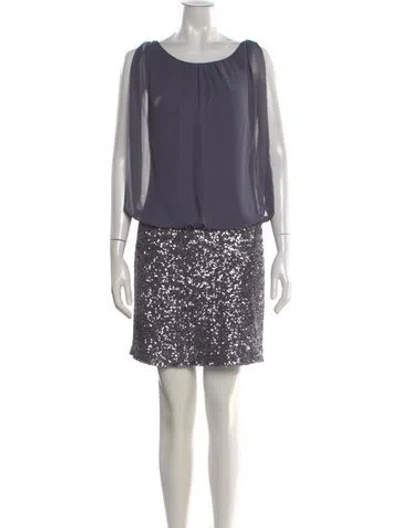 Pre-owned Aidan Mattox Patterned Mini Dress In Gray