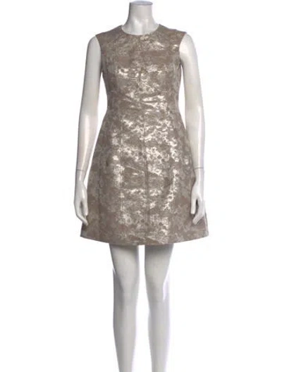 Pre-owned Aidan Mattox Patterned Mini Dress In Metallic/neutrals