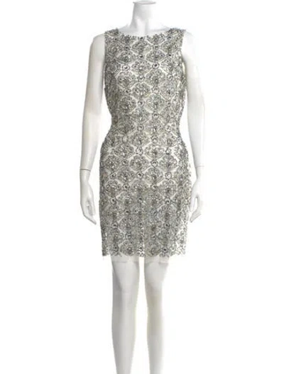 Pre-owned Aidan Mattox Patterned Mini Dress In Neutral