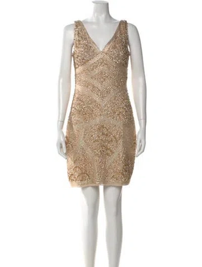 Pre-owned Aidan Mattox Patterned Mini Dress In Neutral