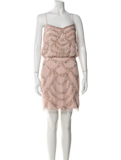 Pre-owned Aidan Mattox Patterned Mini Dress In Neutrals