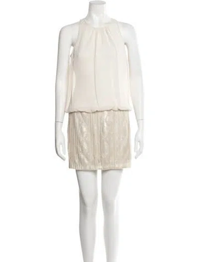Pre-owned Aidan Mattox Patterned Mini Dress In Neutrals