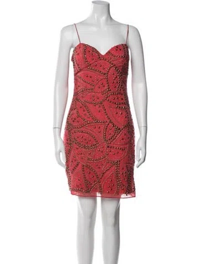 Pre-owned Aidan Mattox Patterned Mini Dress In Pink
