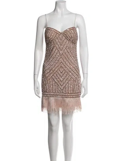 Pre-owned Aidan Mattox Patterned Mini Dress In Pink